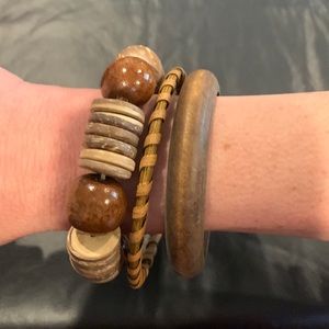Costume set of 3 brown toned bracelets